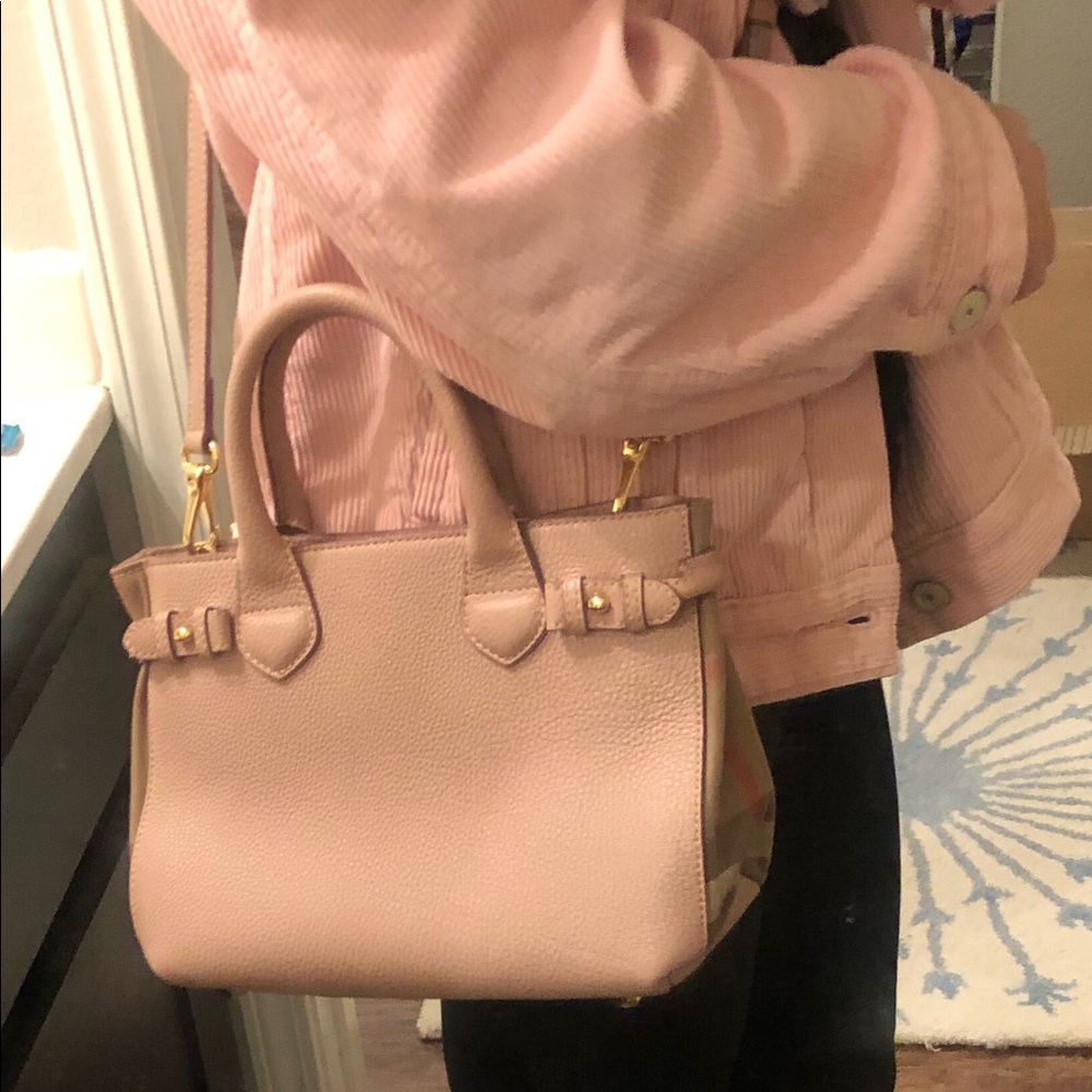 Burberry small pink banner bag in leather